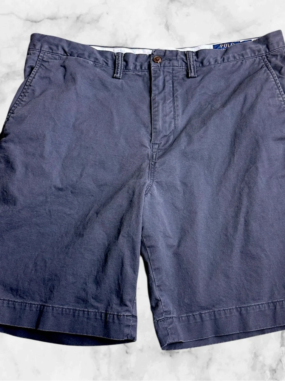 Polo Ralph Lauren Mens 35 Chino Shorts Stretch Classic Fit Navy Blue 38” Waist